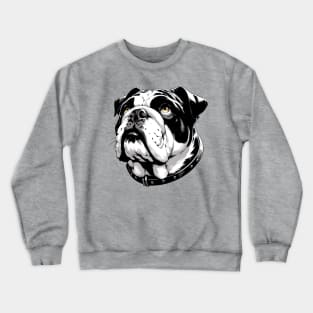 Stunning and Cool English Bulldog Monochrome and Gold Portrait for Father's Day Crewneck Sweatshirt